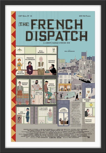 An original movie poster for the Wes Anderson film The French Dispatch