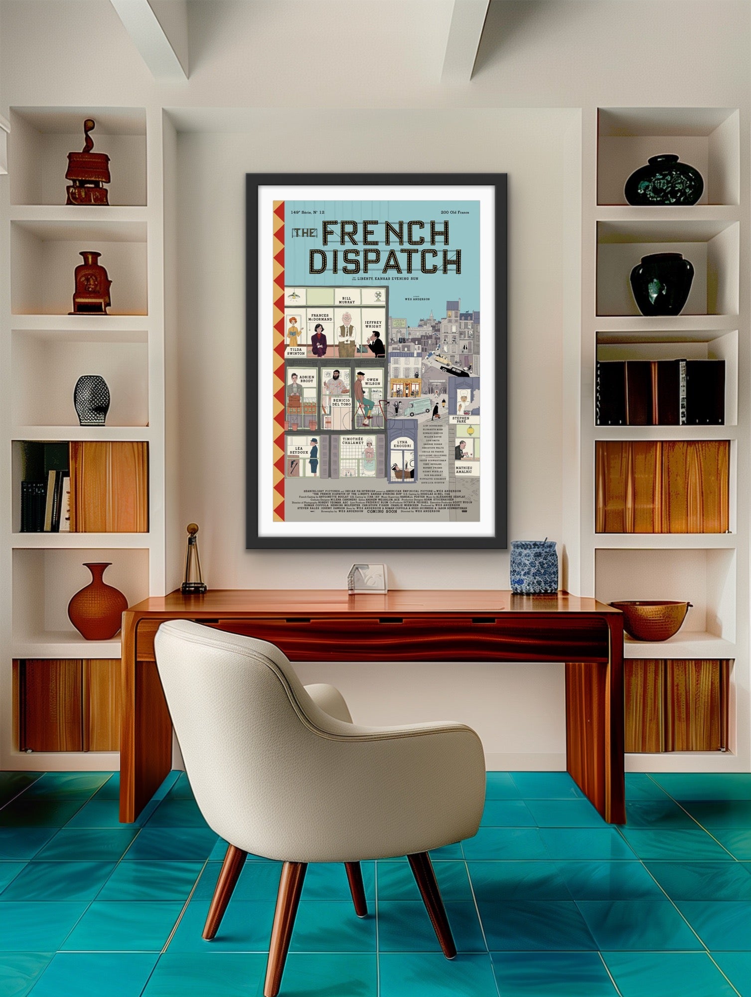 An original movie poster for the Wes Anderson film The French Dispatch