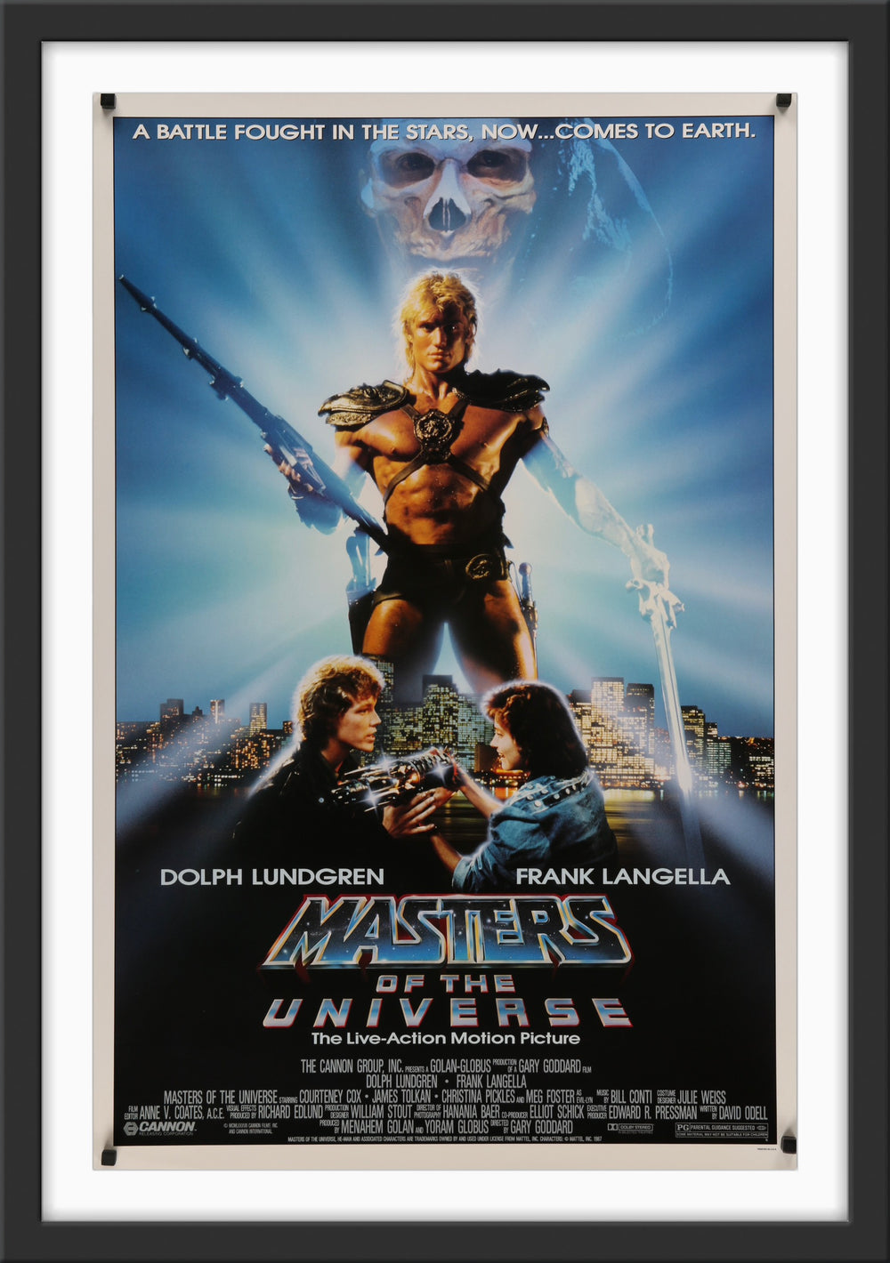 An original movie poster for the film Masters of the Universe