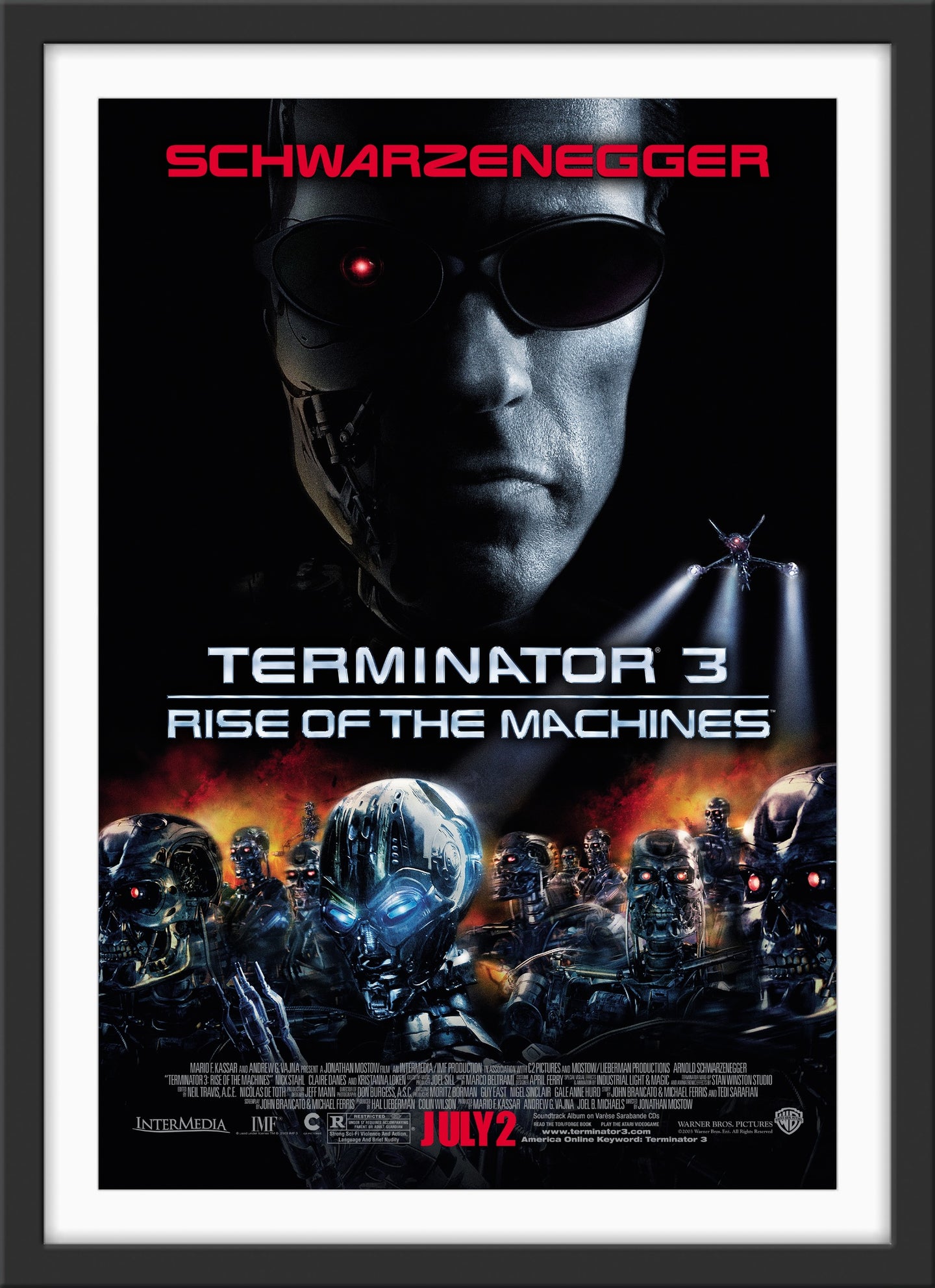 An original movie poster for the film Terminator 3 Rise of the Machines