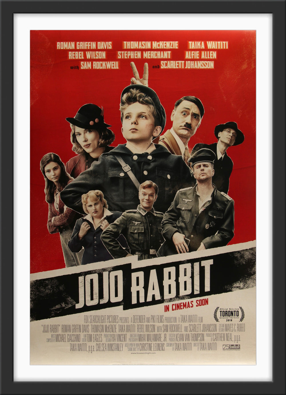 An original movie poster for the film JoJo Rabbit