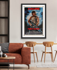An original movie poster with artwork by Drew Struzan for the Sylvester Stallone film First Blood