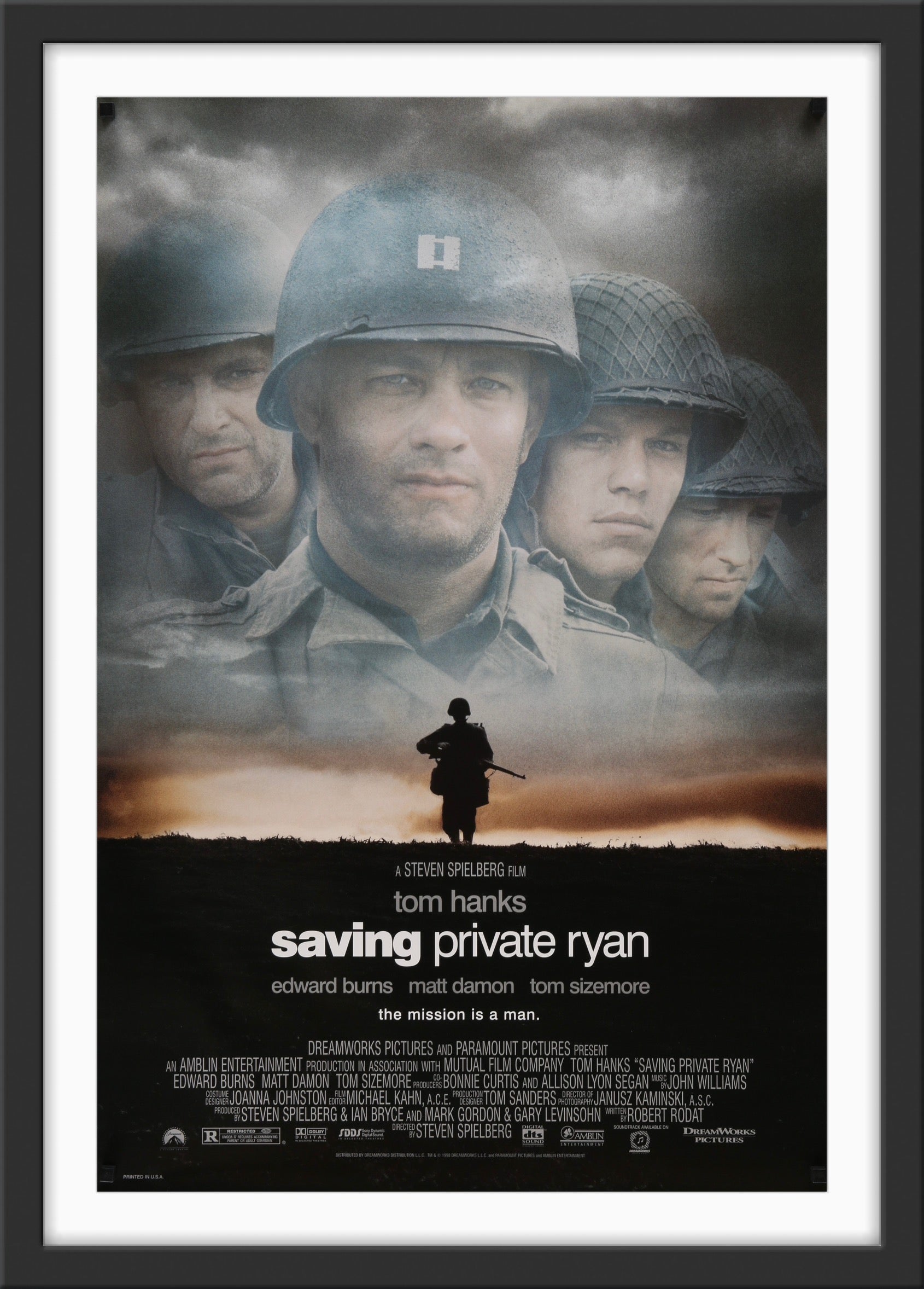 An original movie poster for the Steven Spielberg film Saving Private Ryan