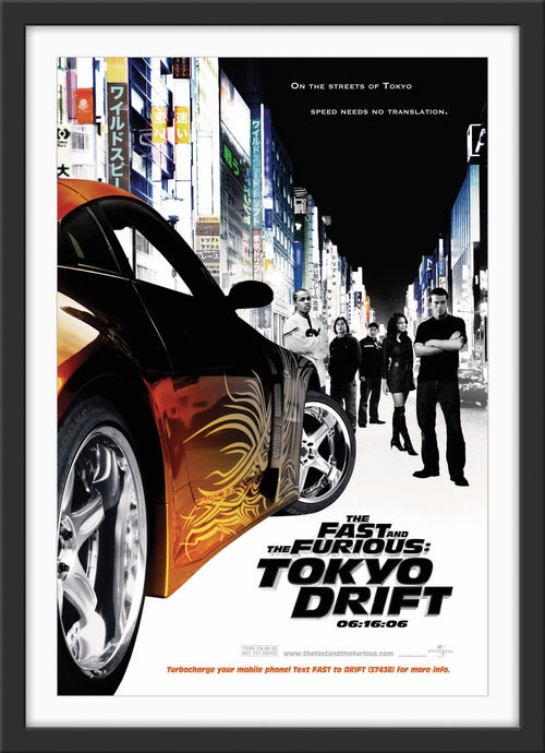 An original movie poster for the film The Fast and the Furious Tokyo Drift