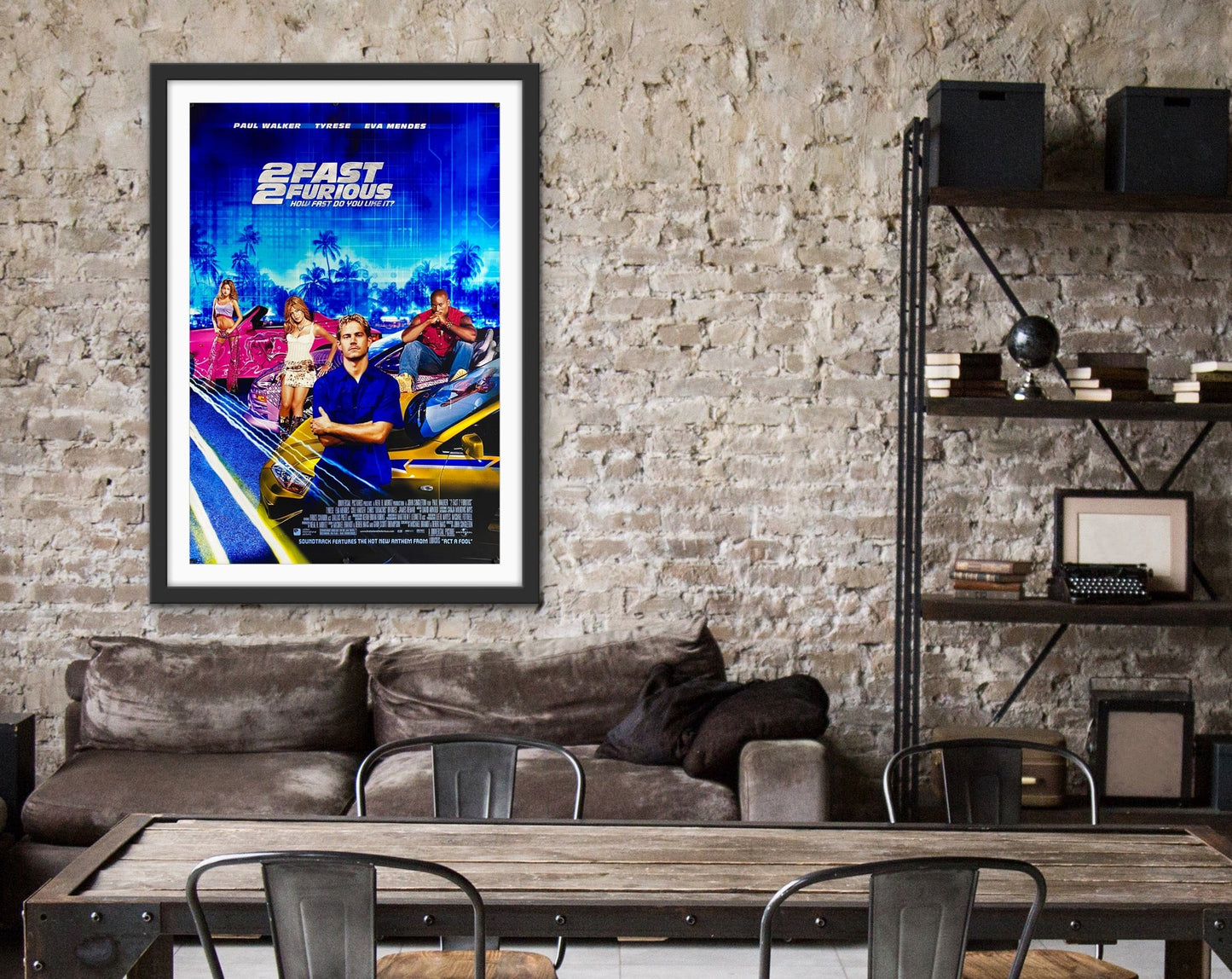 An original movie poster for the film 2 Fast 2 Furious