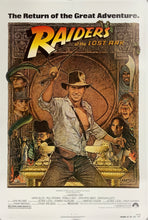 Load image into Gallery viewer, An original movie poster with art by Richard Amsel for the Indiana Jones film Raiders of the Lost Ark