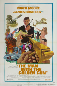 An original movie poster with artwork by Robert McGinnis for the James Bond film The Man With The Golden Gun
