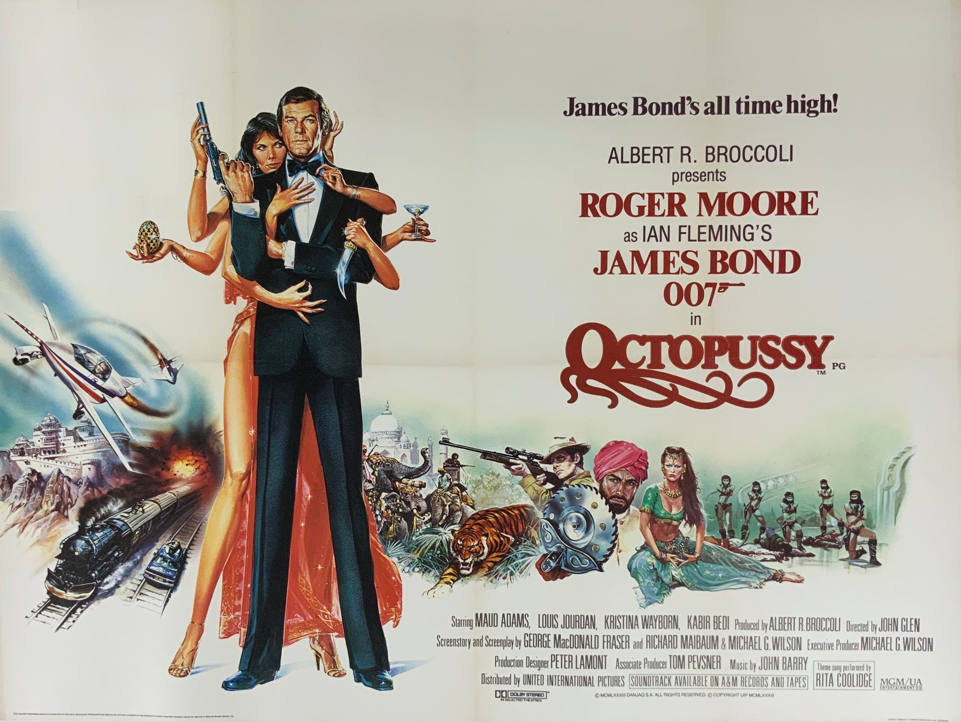 An original movie poster with artwork by Daniel Goozee for the James Bond film Octopussy