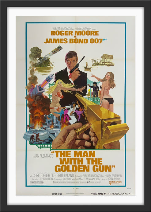 An original movie poster with artwork by Robert McGinnis for the James Bond film The Man With The Golden Gun