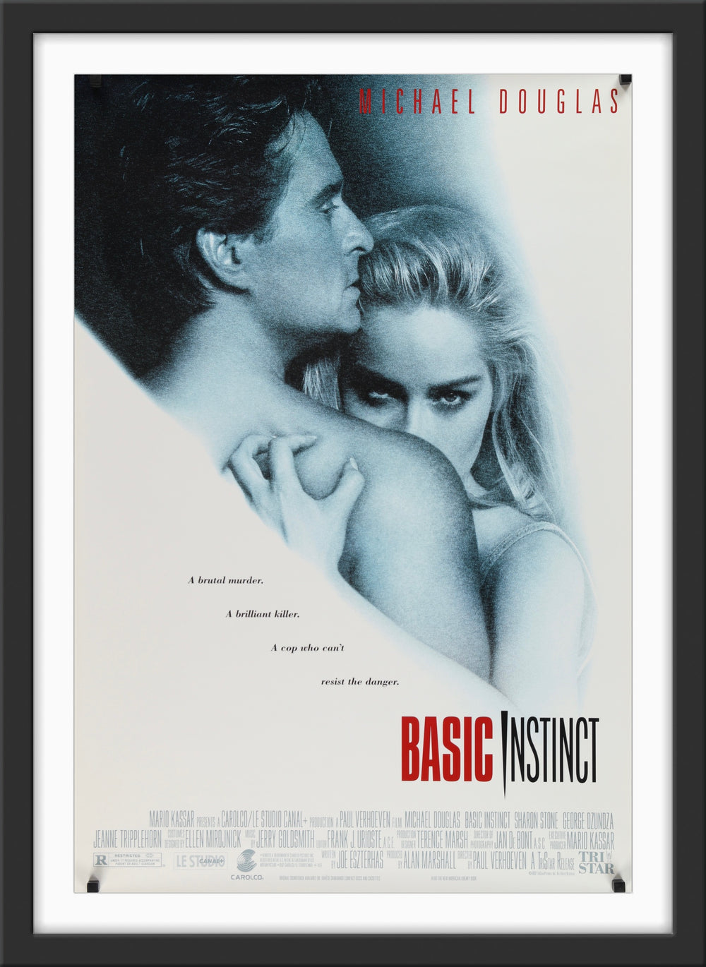 An original movie poster for the film Basic Instinct