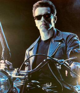 An original movie poster for the Arnold Schwarzenegger, James Cameron film Terminator 2 Judgment Day.