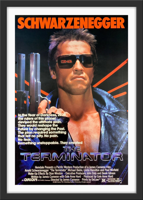 An original movie poster for the James Comeron film The Terminator