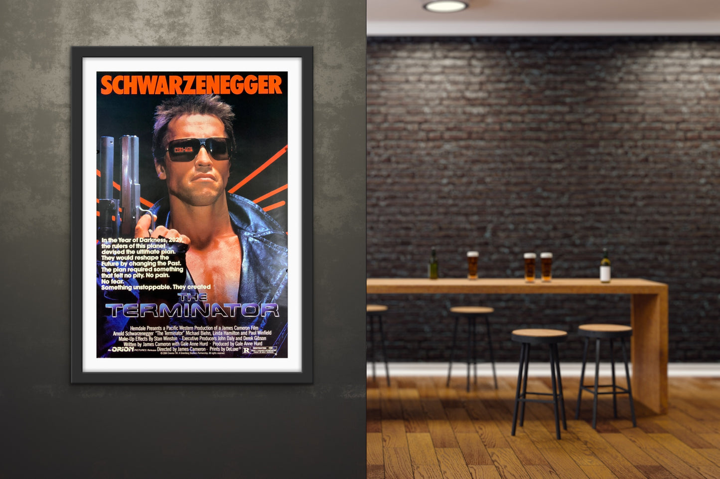 An original movie poster for the James Comeron film The Terminator