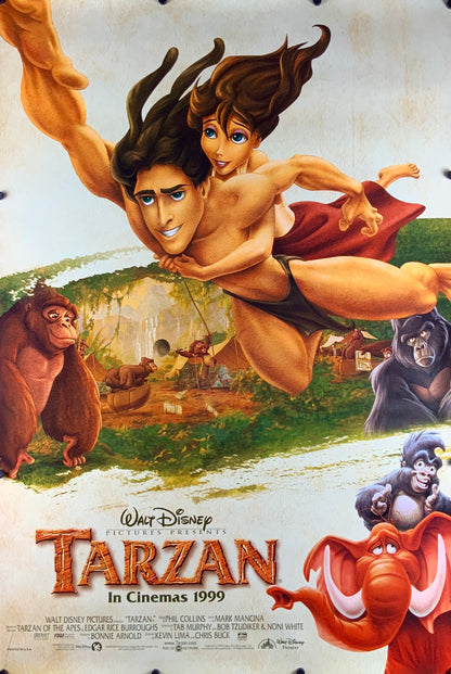 An original movie poster for the animated Disney film Tarzan