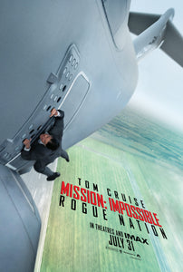 An original movie poster for the Tom Cruise film Mission: Impossible Rogue Nation