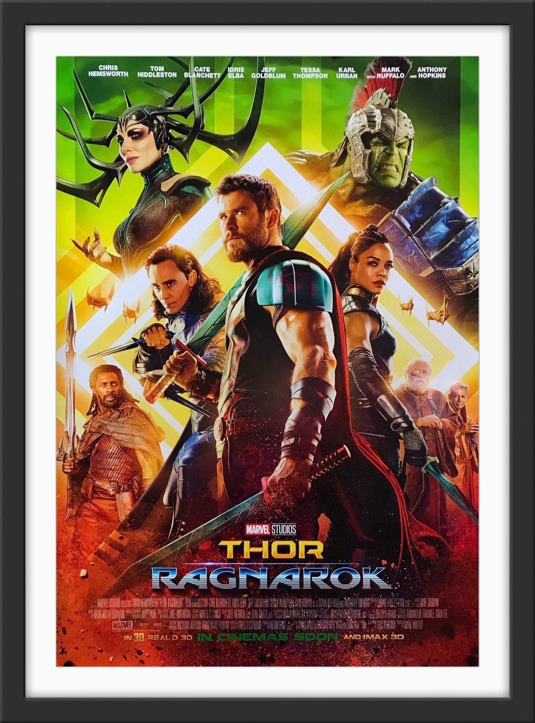 An original movie poster for the Marvel MCU film Thor Ragnarok