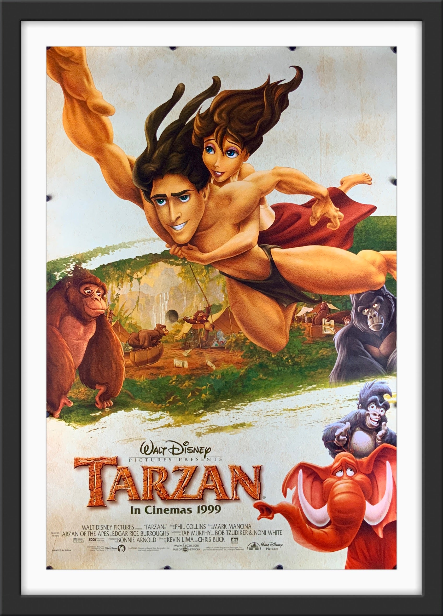 An original movie poster for the animated Disney film Tarzan