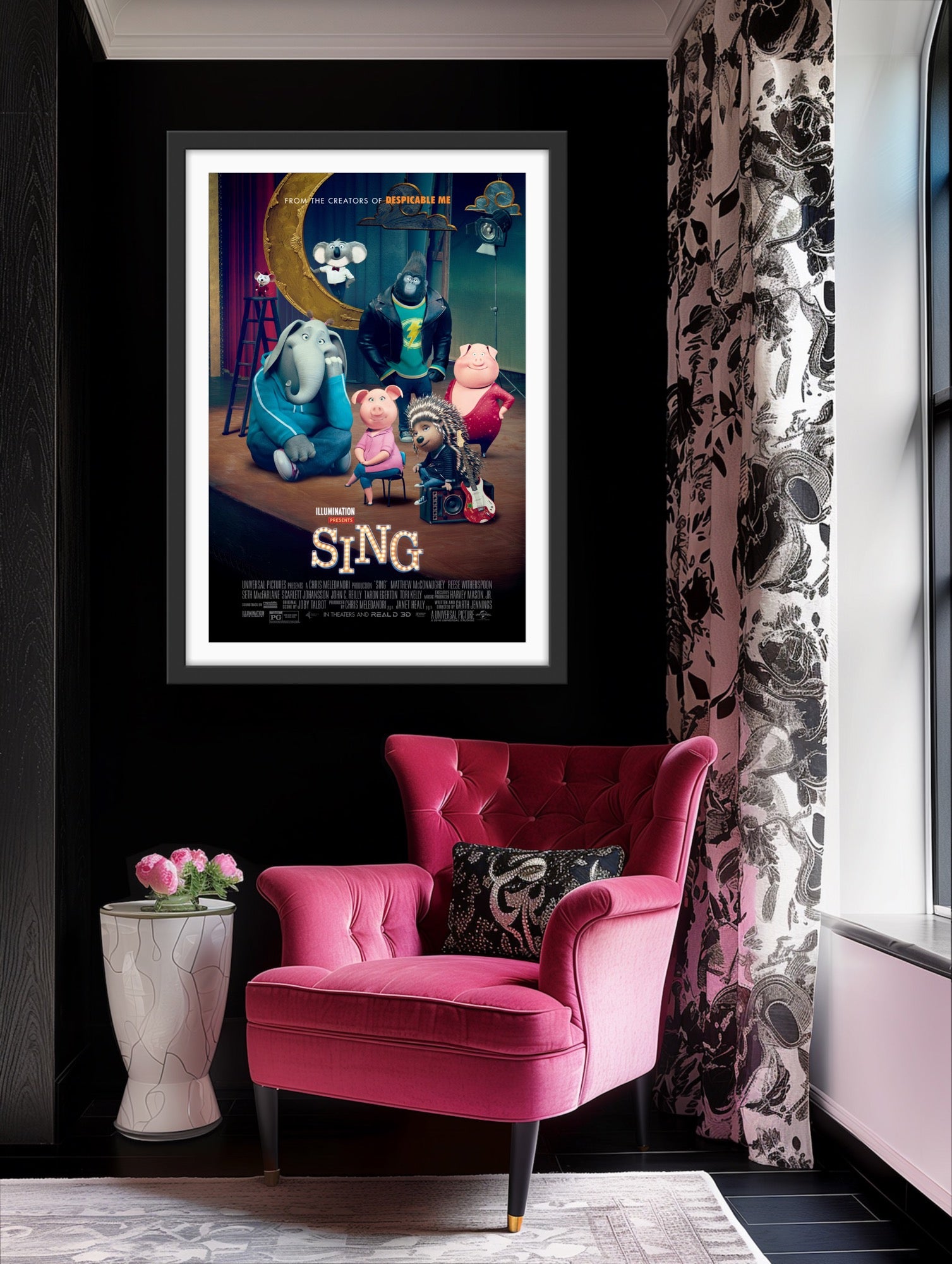 An original movie poster for the animated film Sing