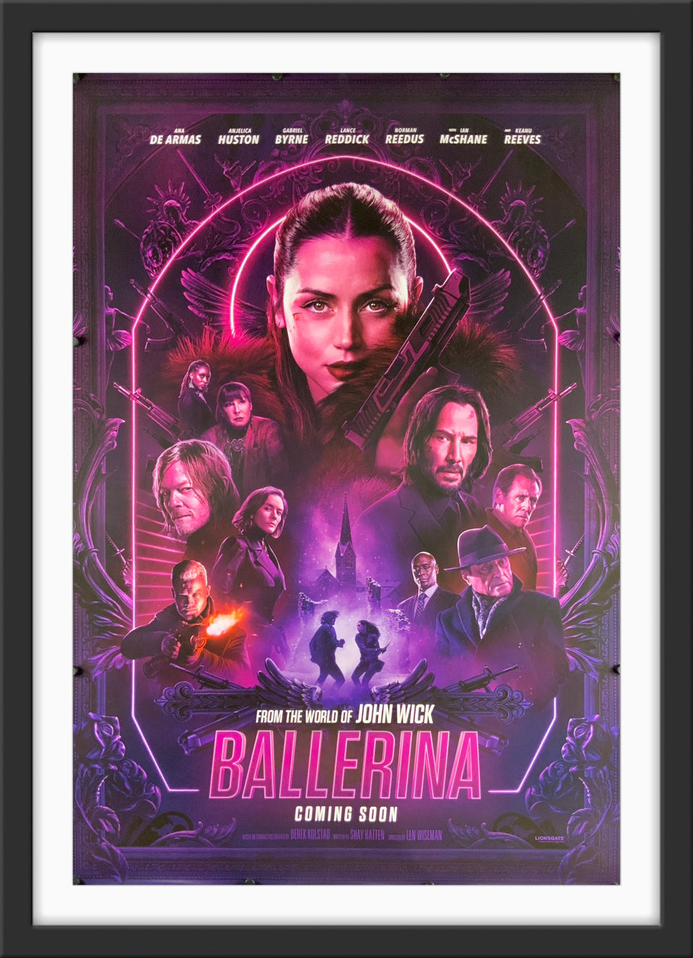 An original movie poster for the John Wick film Ballerina
