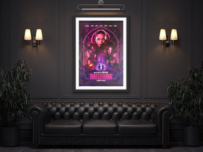 An original movie poster for the John Wick film Ballerina