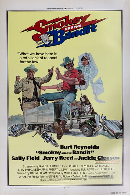 An original movie poster for the Burt Reynolds film Smokey and the Bandit