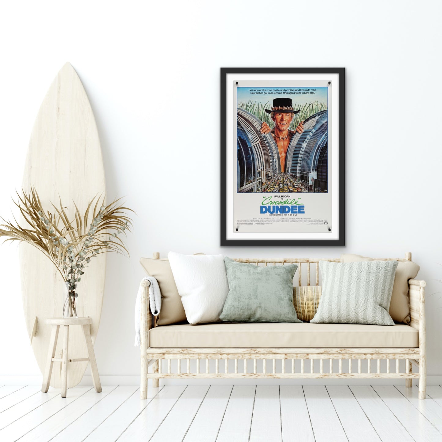 An original movie poster for the film Crocodile Dundee