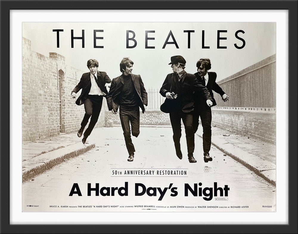 An original movie poster for the Beatles film A Hard Day's Night