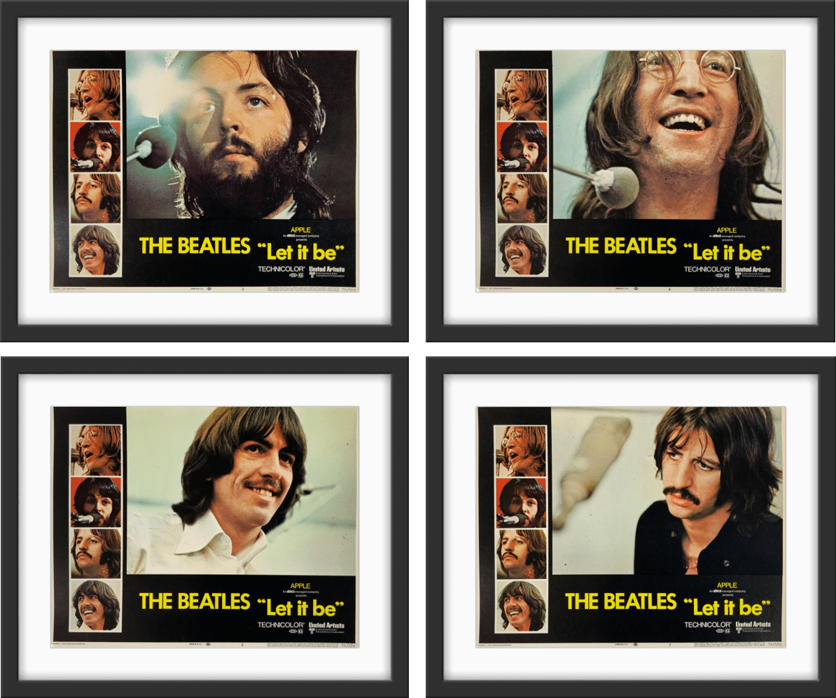 A set of four original lobby cards for The Beatles film Let It Be