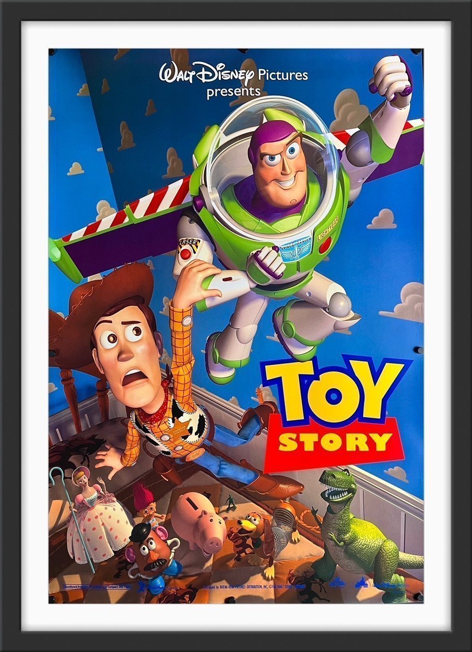 An original movie poster for the Pixar / Walt Disney film Toy Story