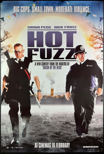 An original movie poster for the Edgar Wright movie Hot Fuzz