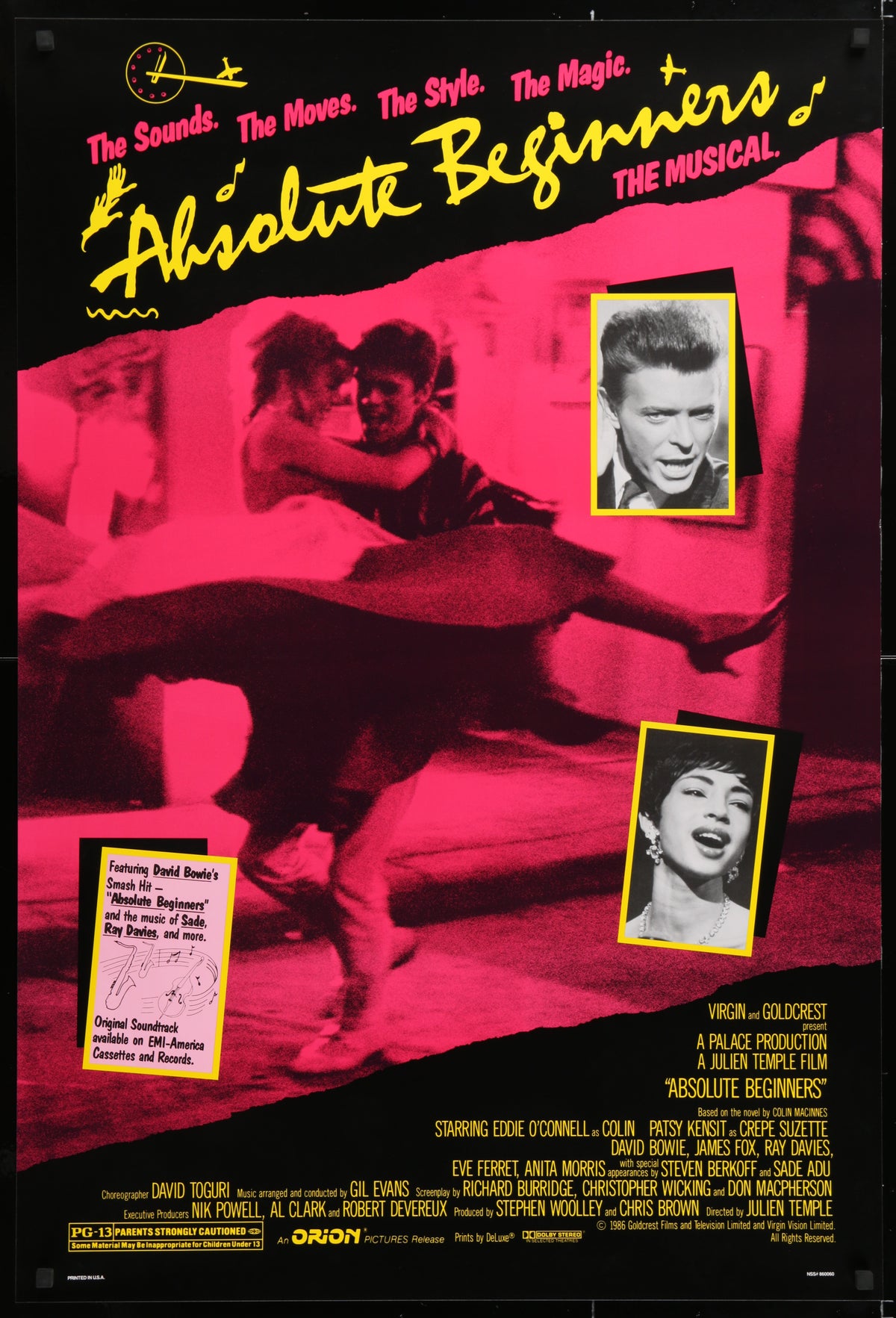 An original movie poster for the film Absolute Beginners