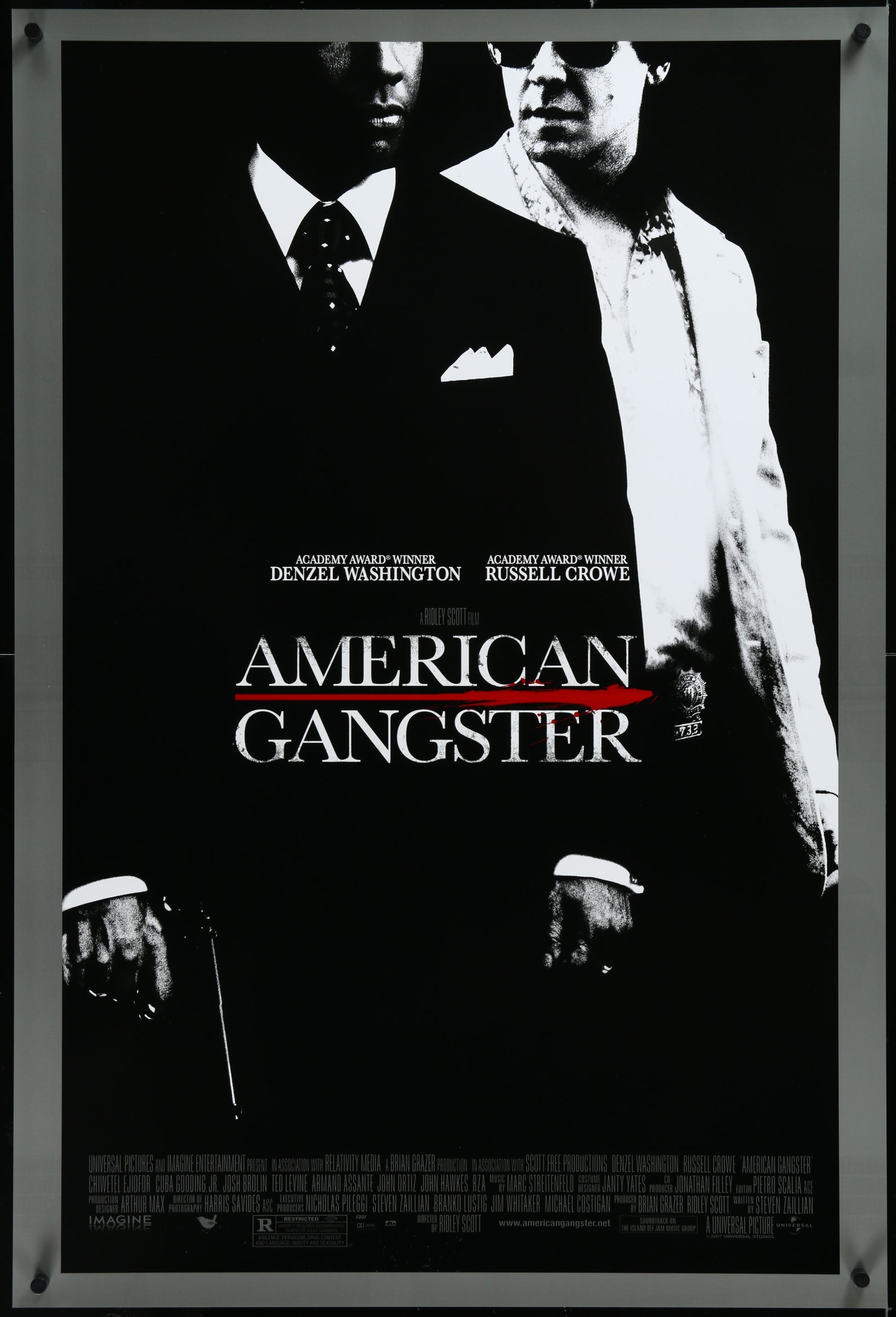 An original movie poster for the Ridley Scott film American Gangster