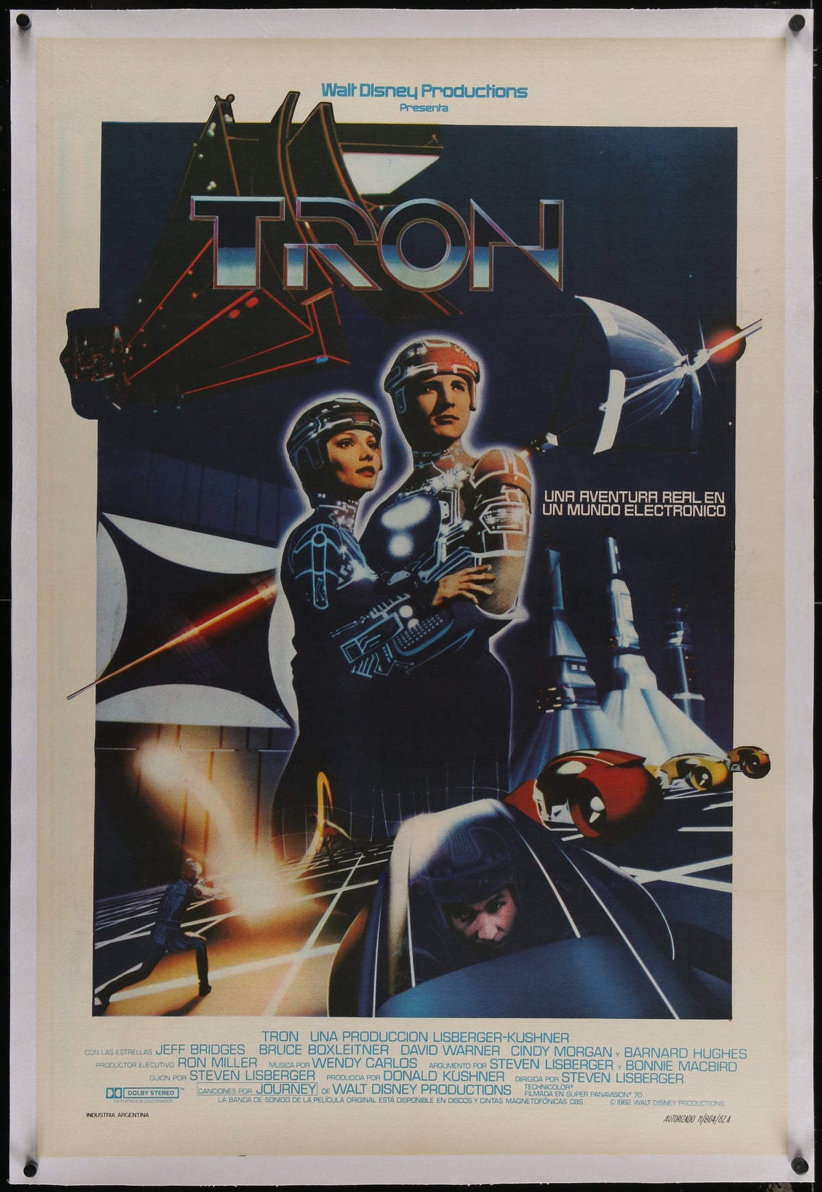 An original Argentinian movie poster for the Disney sci-fi film TRON