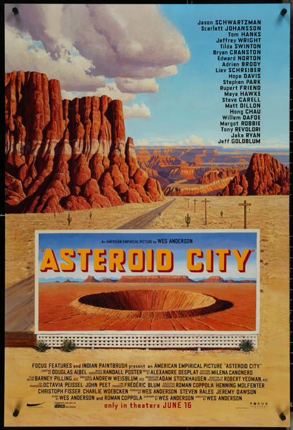 An original movie poster for the Wes Anderson film Asteroid City