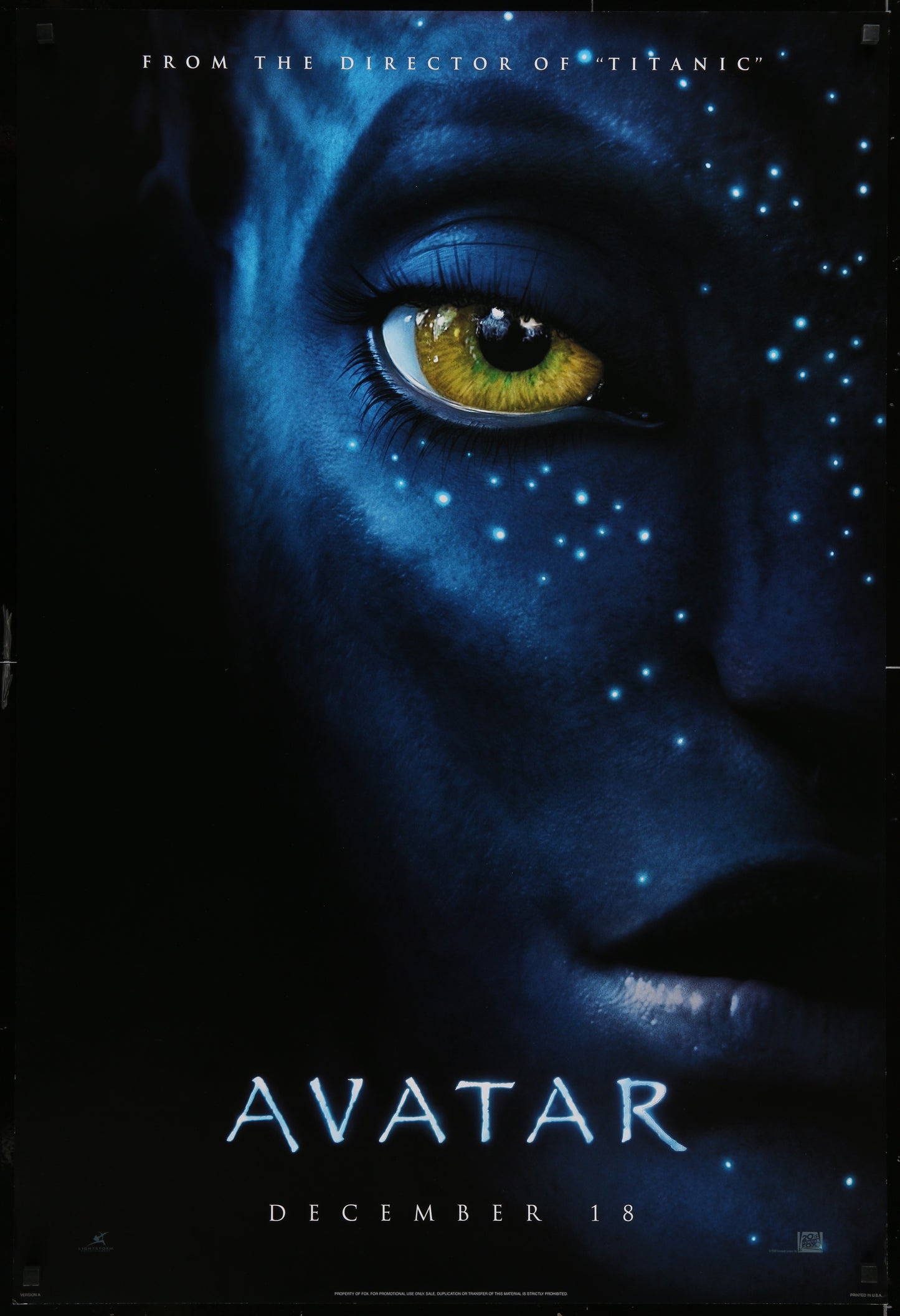 An original movie poster for the James Cameron film Avatar