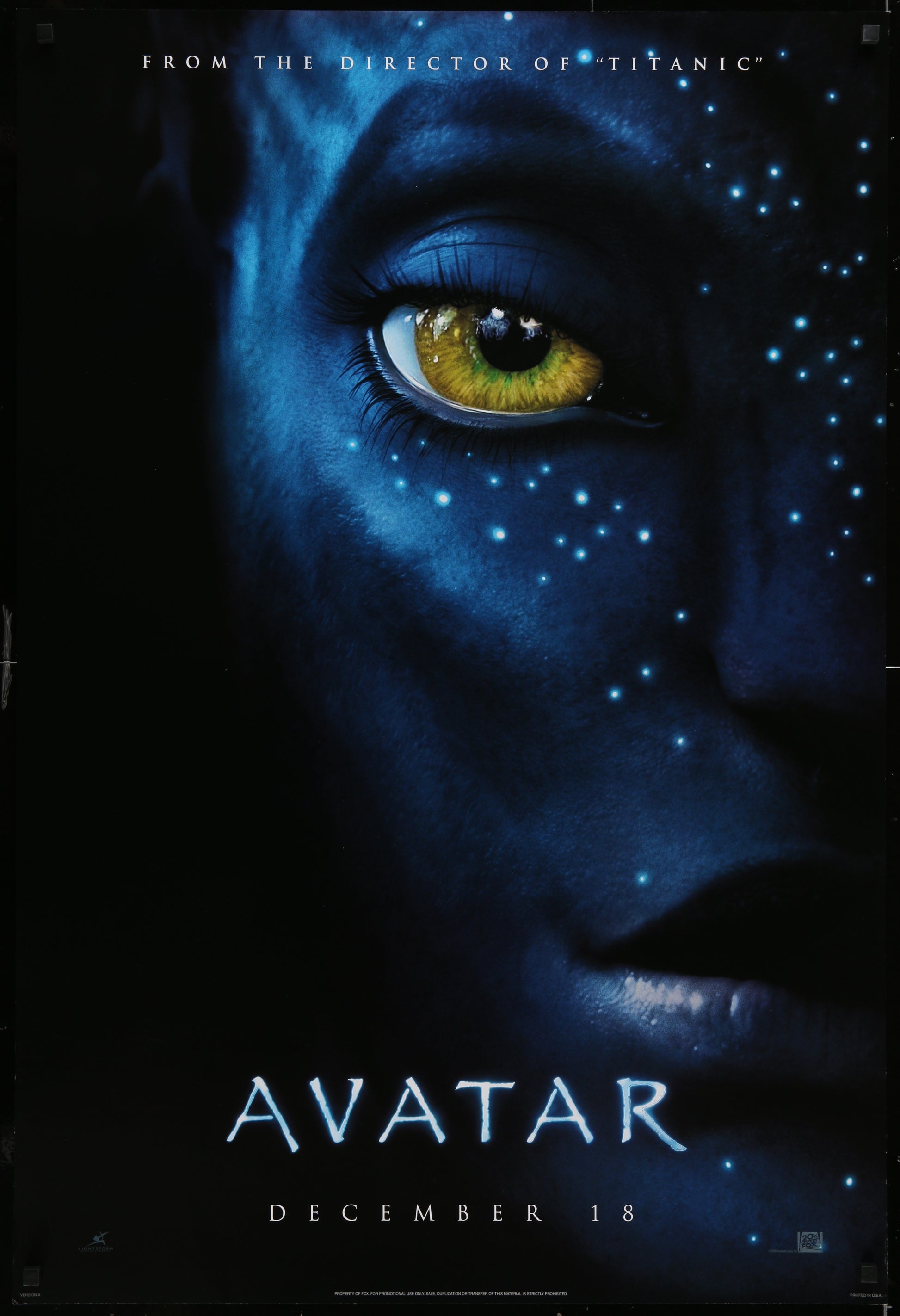 An original movie poster for the James Cameron film Avatar