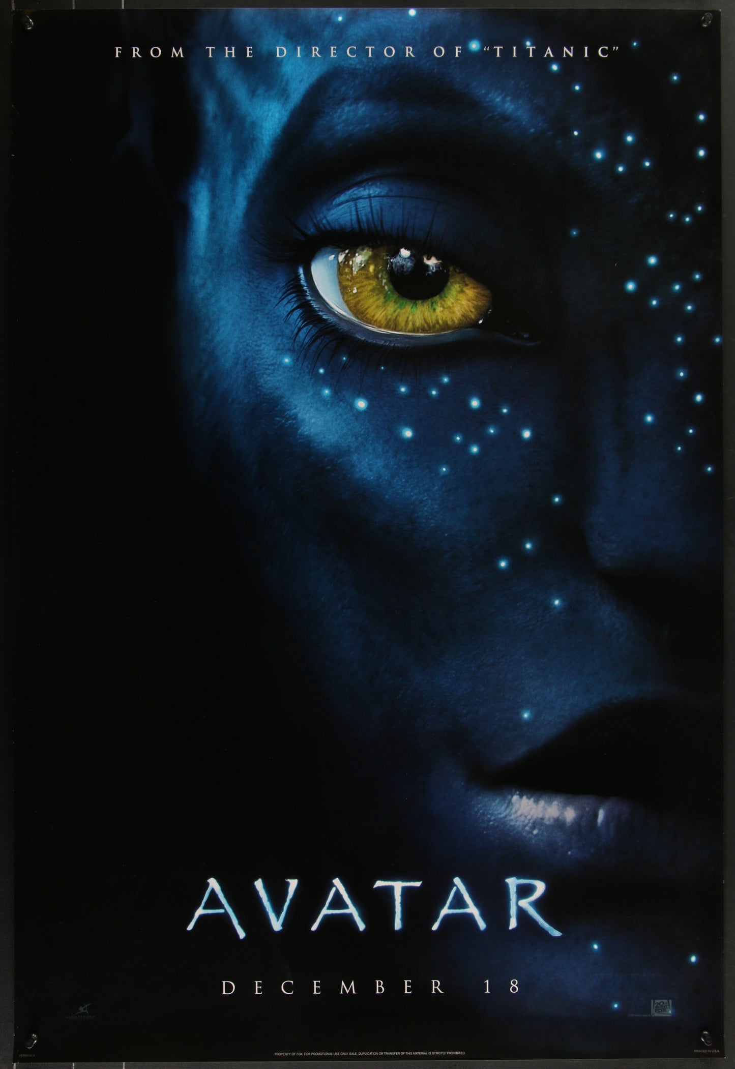 An original teaser movie poster for the James Cameron film Avatar