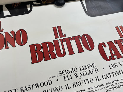An original Italian movie poster for the Spaghetti Western film The Good The Bad and The Ugly