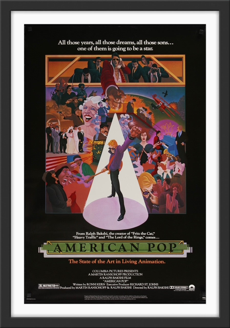 An original movie poster for the Ralph Bakshi film American Pop