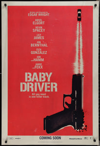 An original advance movie poster for the Edgar Wright film Baby Driver