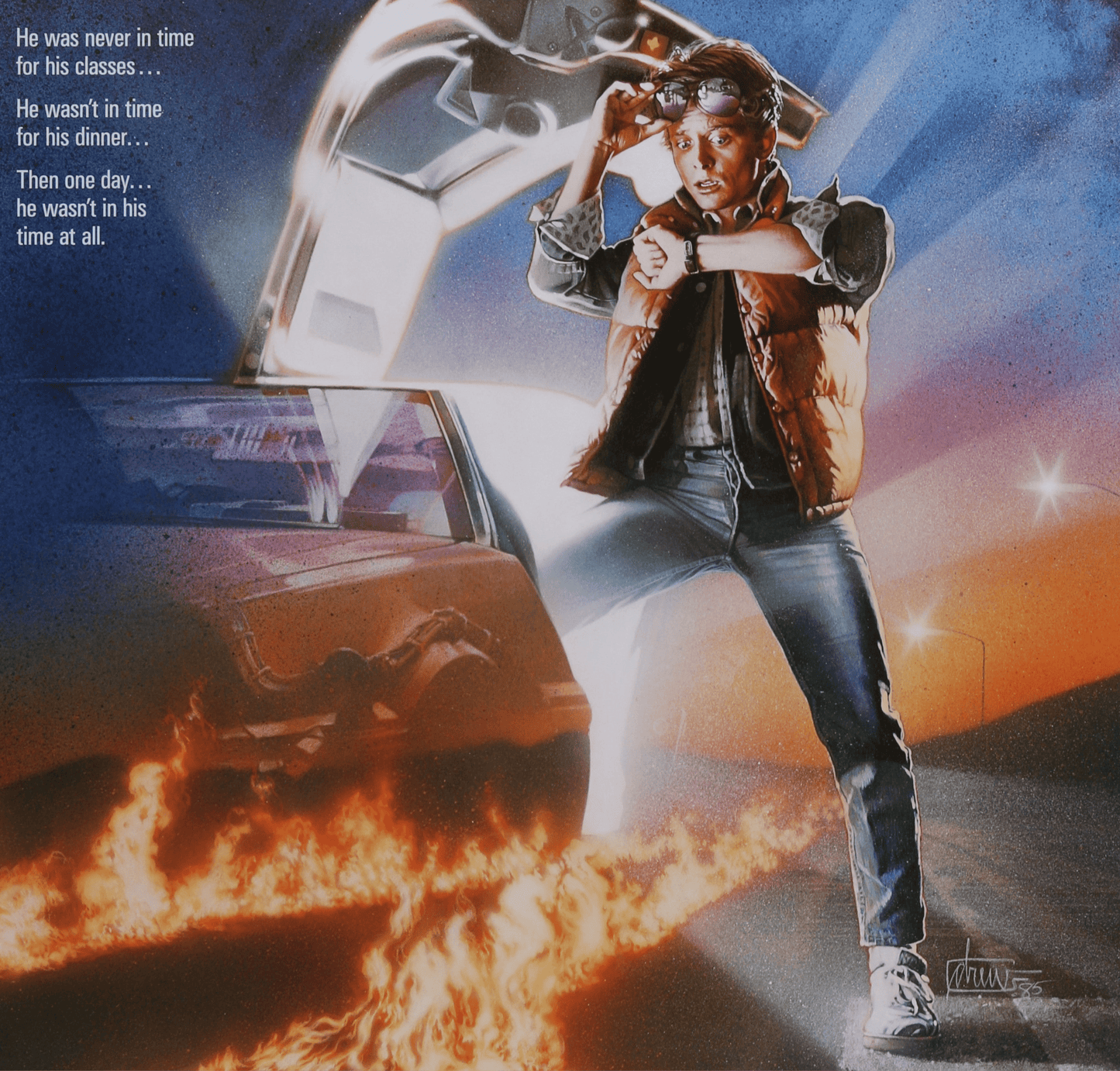 An original movie poster for the film Back To The Future