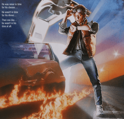 An original movie poster for the film Back To The Future