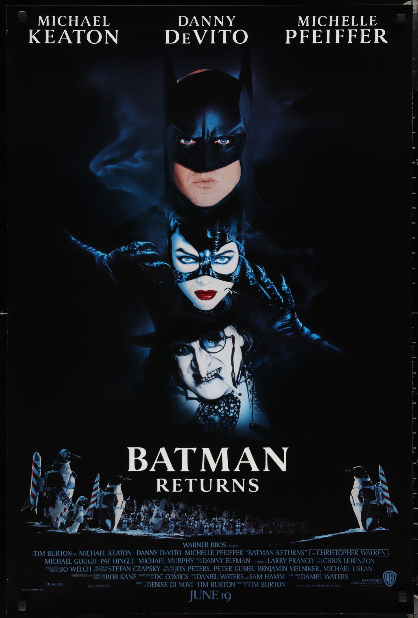 An original movie poster for the film Batman Returns