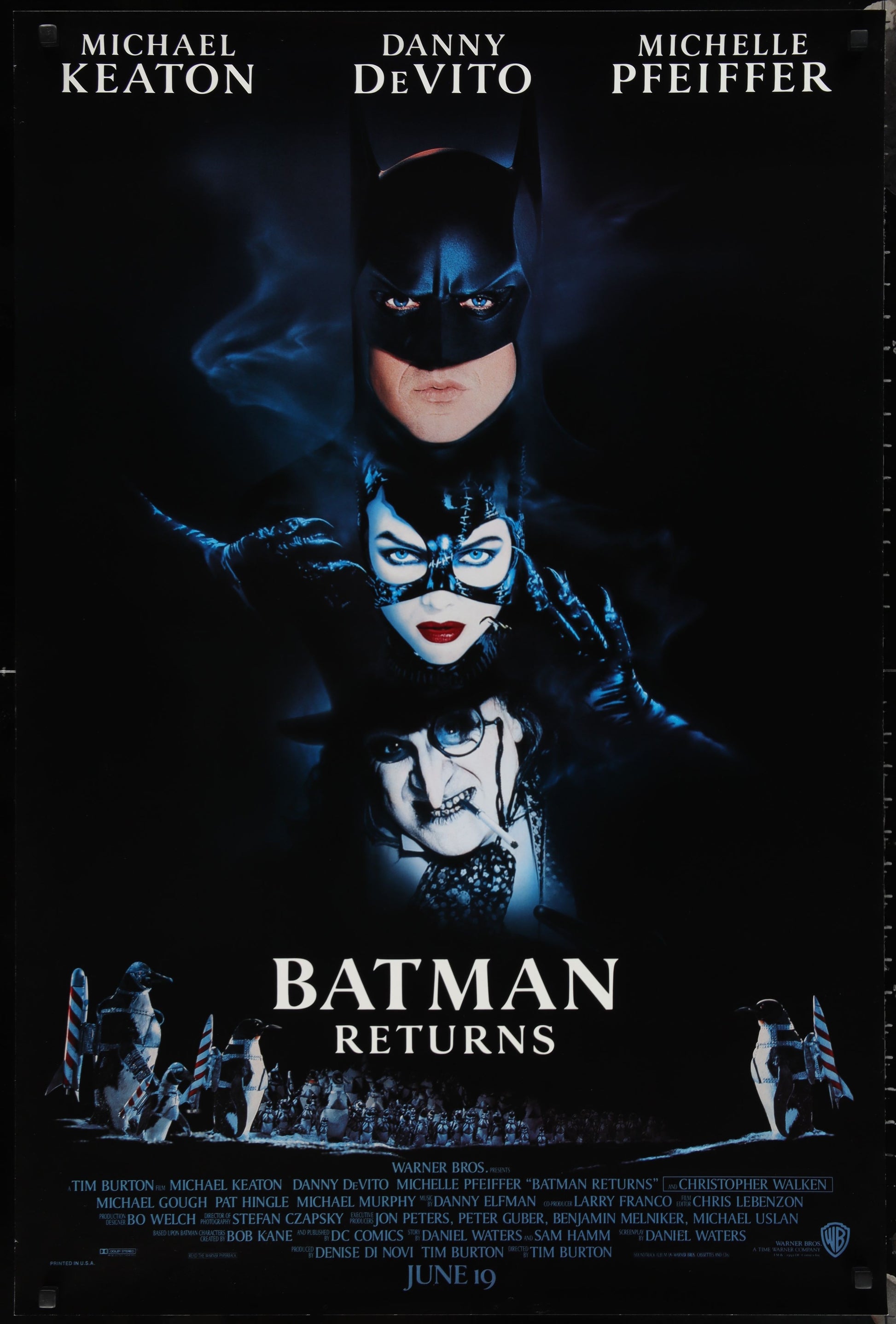 An original movie poster for the film Batman Returns