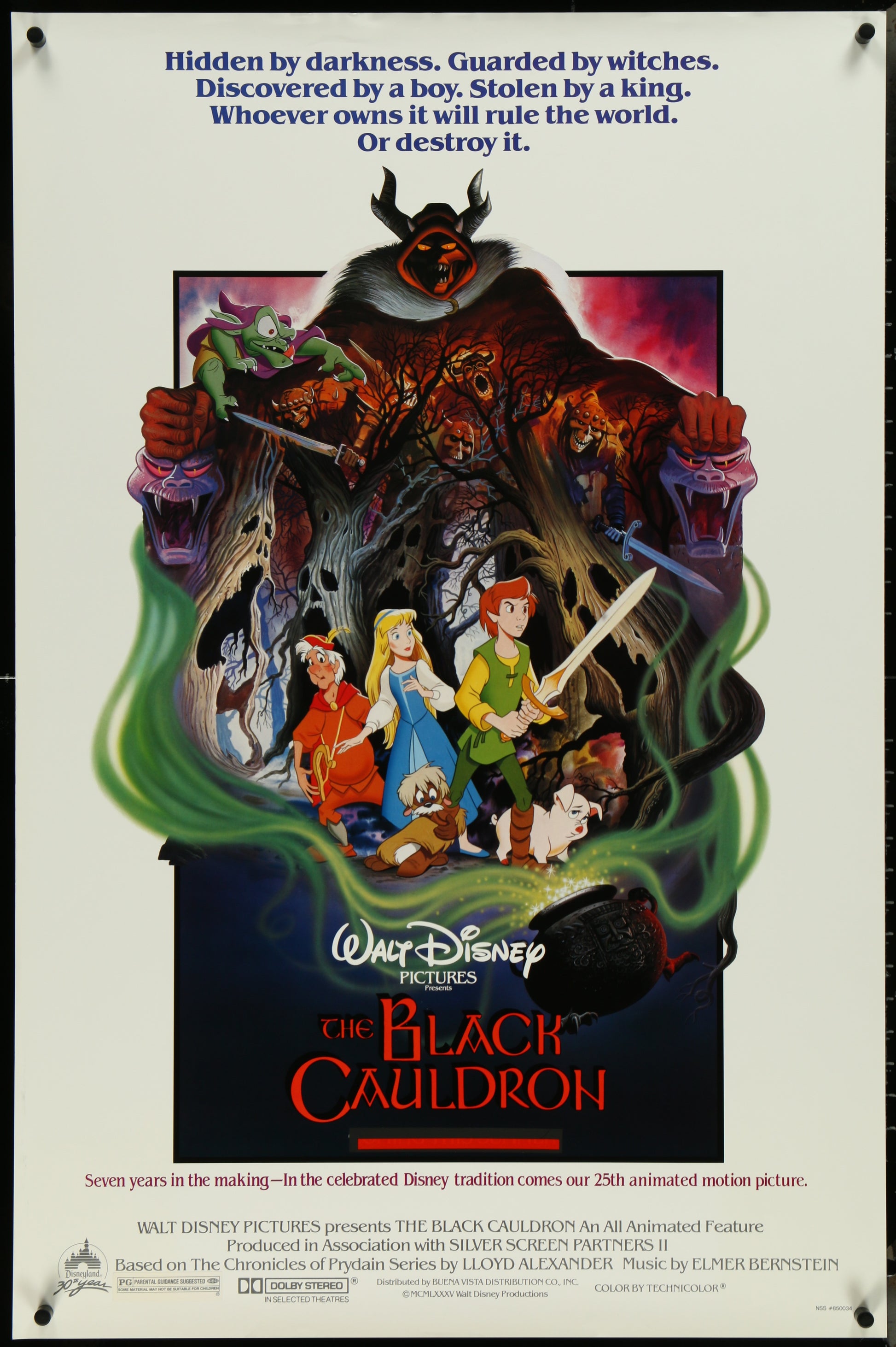 An original movie poster for the Disney animated film The Black Cauldron