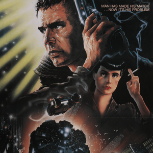 An original movie poster with art by John Alvin for the 1982 film Bladerunner / Blade Runner