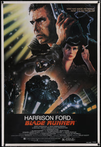 An original movie poster with art by John Alvin for the 1982 film Bladerunner / Blade Runner