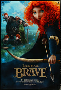 An original movie poster for the Disney and Pixar film Brave