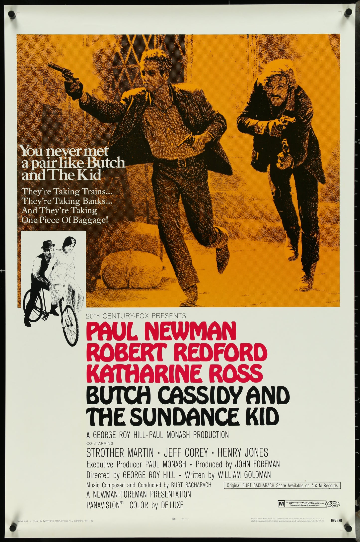 An original movie poster for the film Butch Cassidy and the Sundance Kid