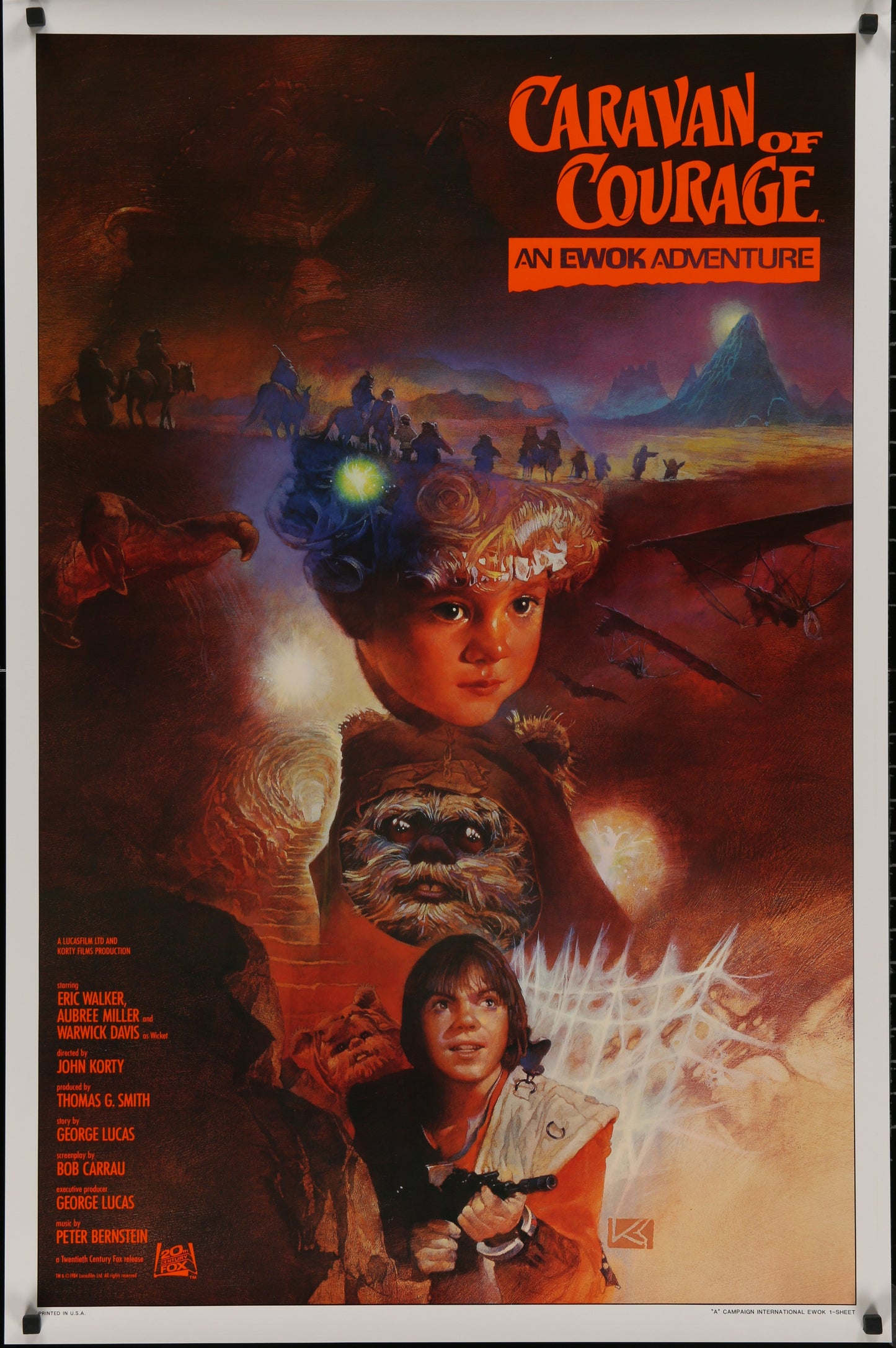 An incredible movie poster for the Star Wars film Caravan of Courage : An Ewok Adventure